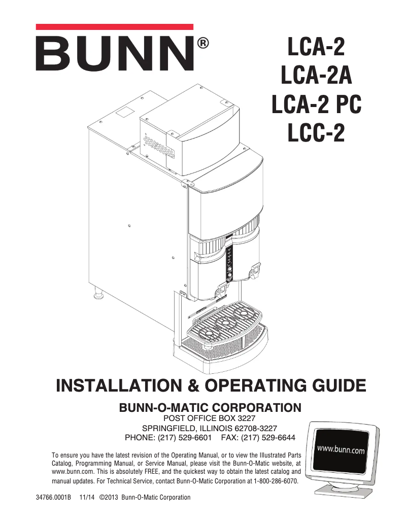 Página 1 del manual Manual de usuario Bunn LCA-2