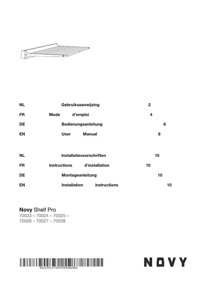 Imagen de la primera página del manual del dispositivo Shelf Pro 70027