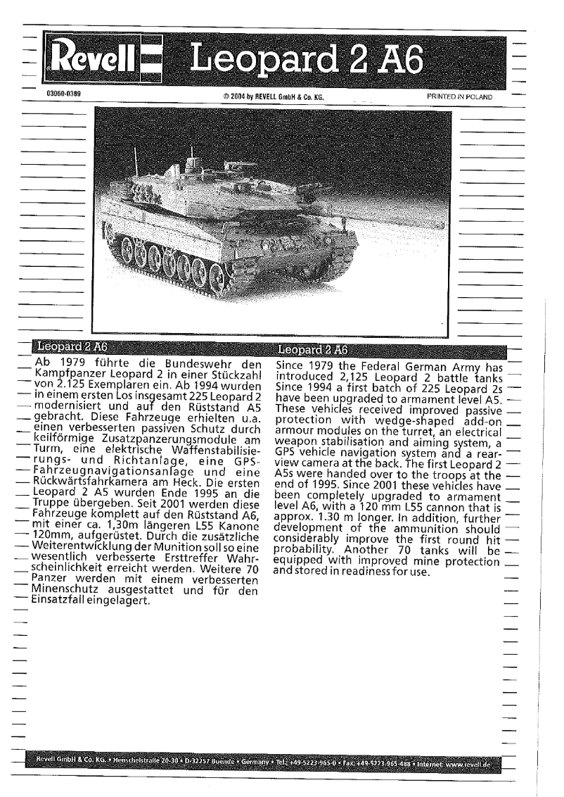 Imagen de la primera página del manual del dispositivo Leopard 2 A6