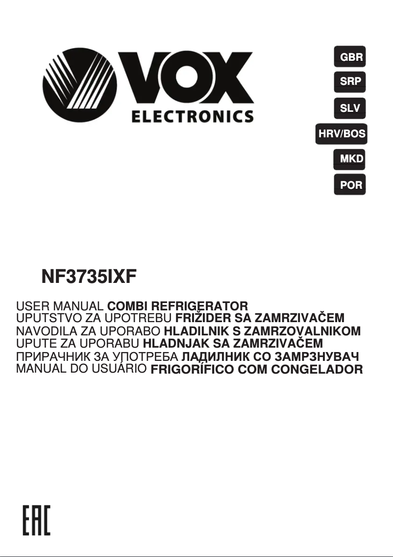 Página nº 1 - Manual de usuario VOX NF 3735 IXF