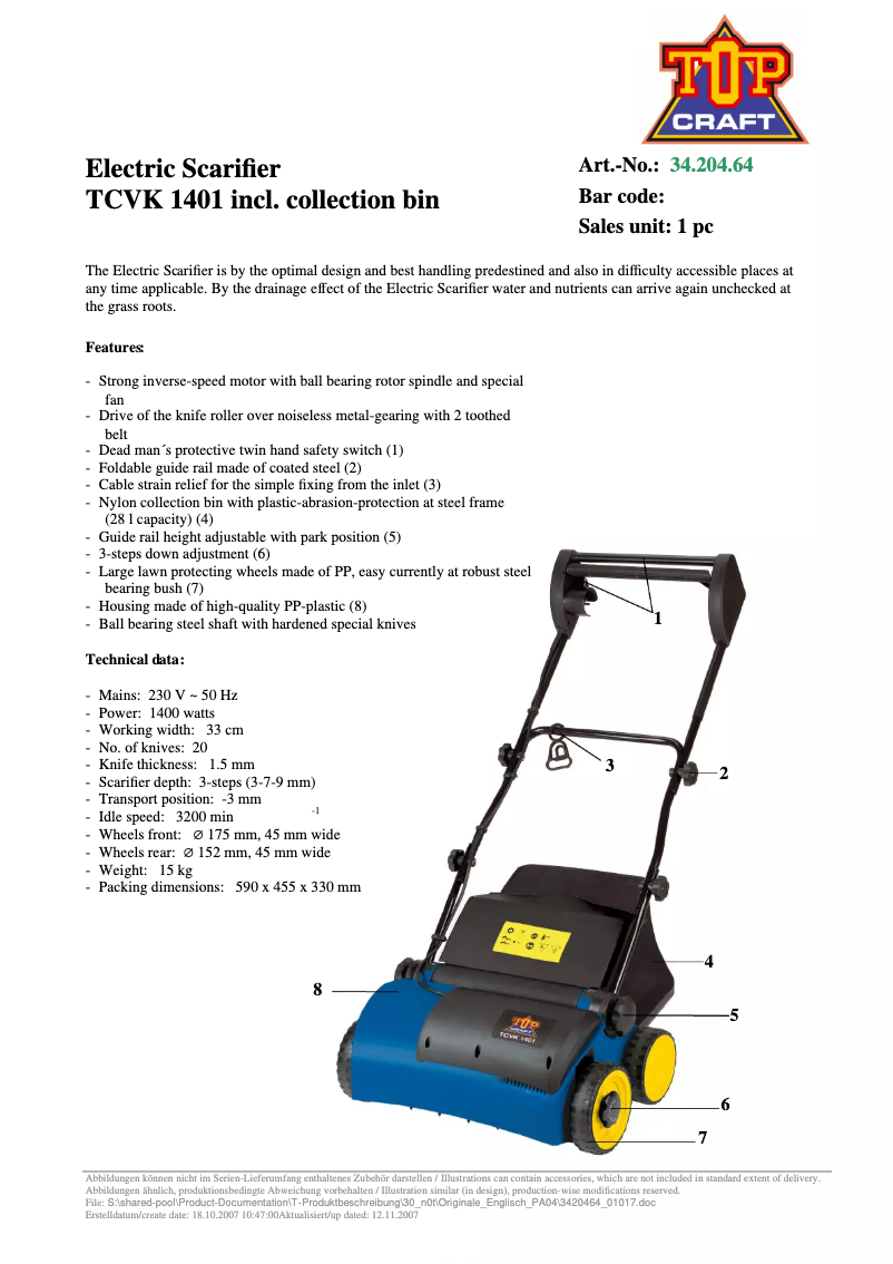 Imagen de la primera página del manual del dispositivo TCVK 1401