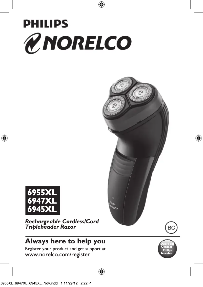 Página 1 del manual Manual de usuario Philips Norelco 6947XL
