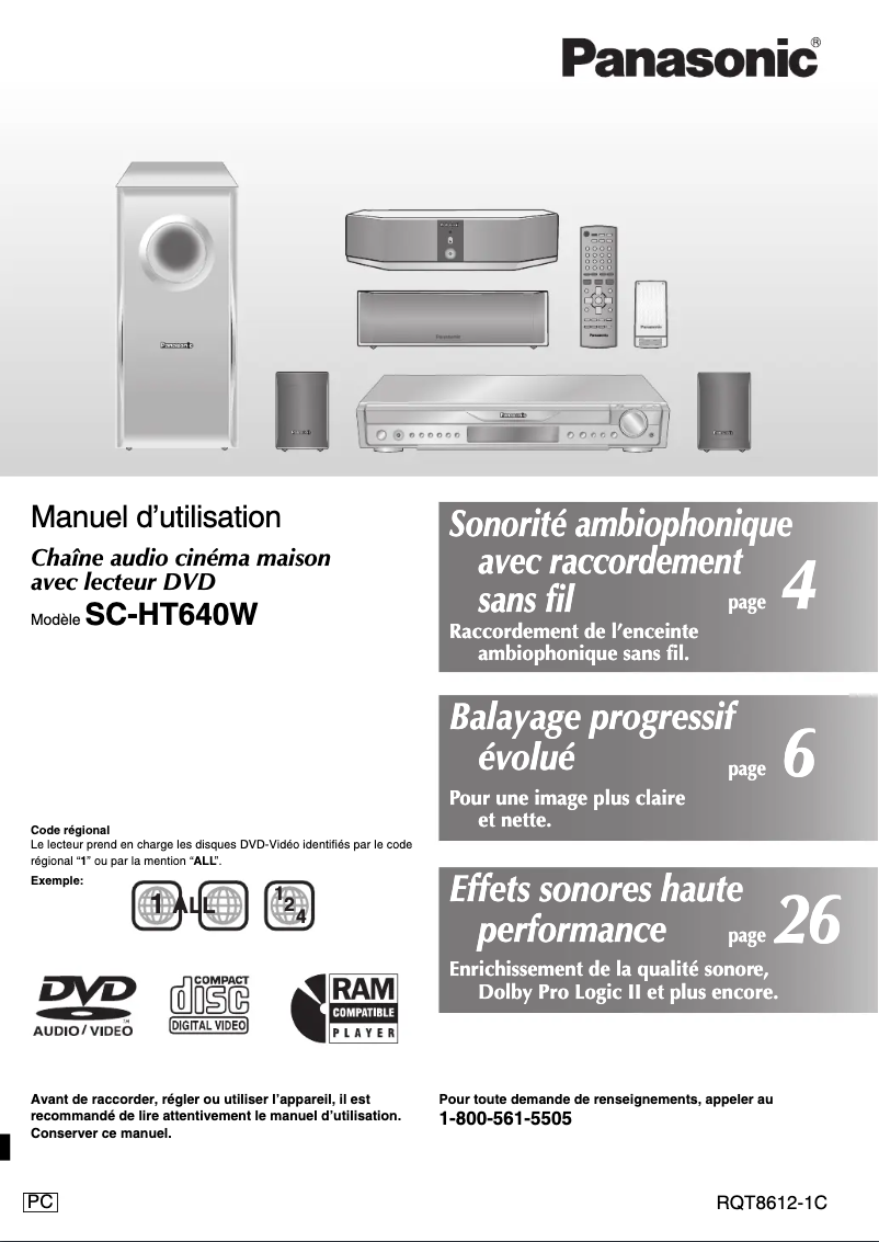 Imagen de la primera página del manual del dispositivo SC-HT640W