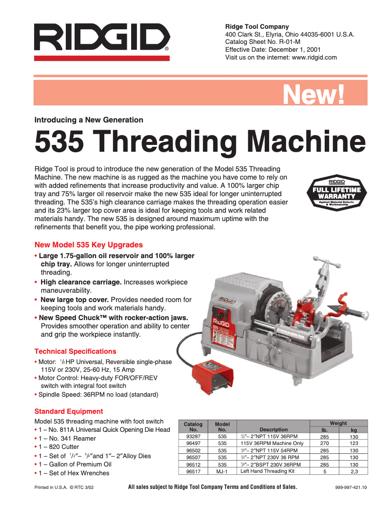 Imagen de la primera página del manual del dispositivo 535