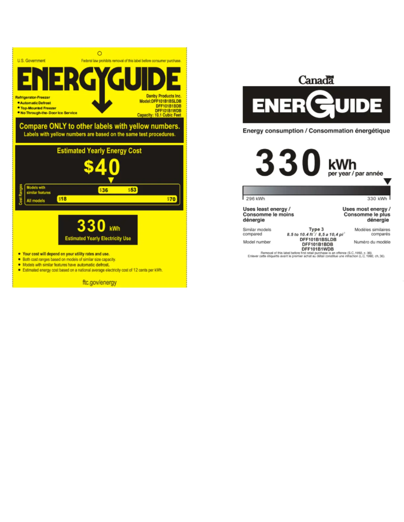 Página 1 del manual Etiqueta energética Danby DFF101B1BDB