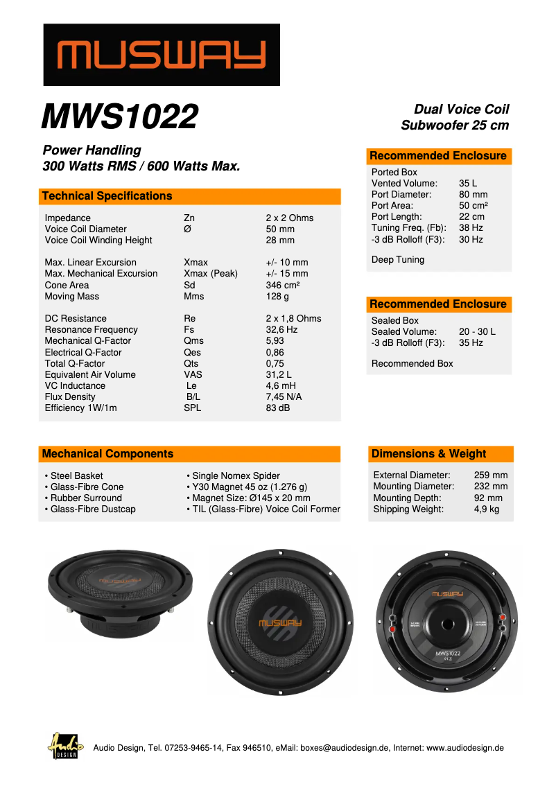 Página 1 del manual Manual de usuario Musway MWS1022