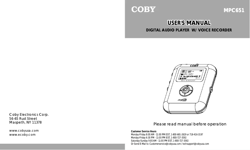 Página 1 del manual Manual de usuario Coby MPC651