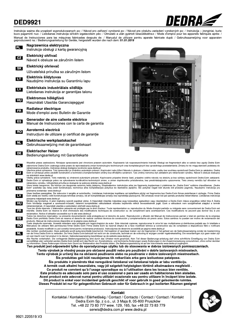 Página 1 del manual Manual de usuario DEDRA DED9921