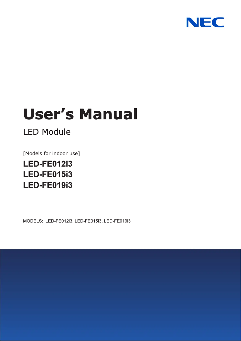 Página nº 1 - Manual de usuario NEC LED-FE019i3
