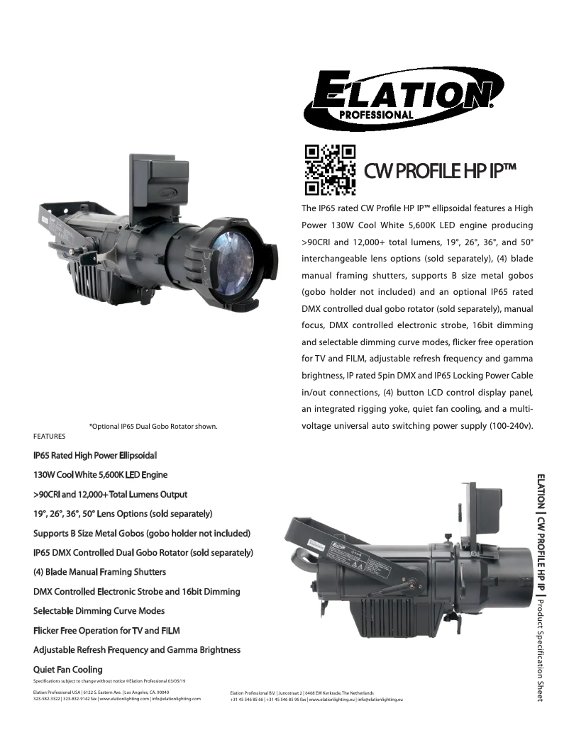 Imagen de la primera página del manual del dispositivo CW Profile HP IP