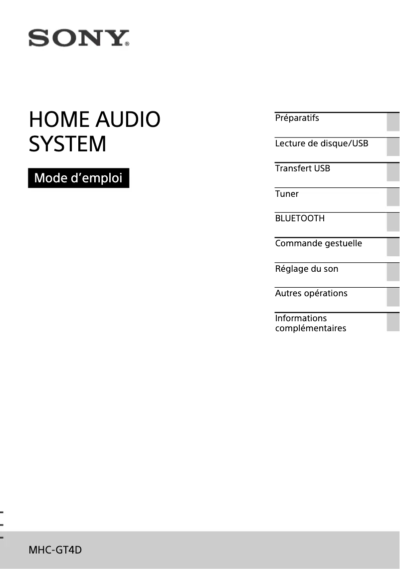 Imagen de la primera página del manual del dispositivo MHC-GT4D
