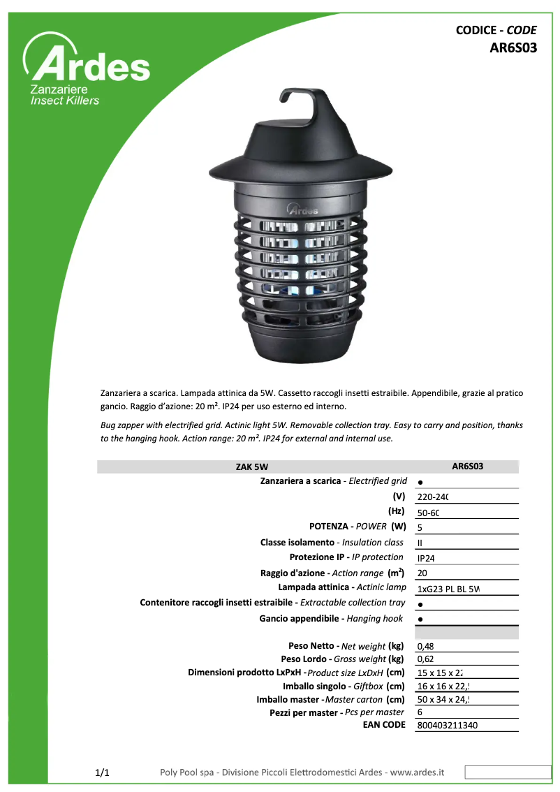 Página nº 1 - Ficha técnica Ardes AR6S03