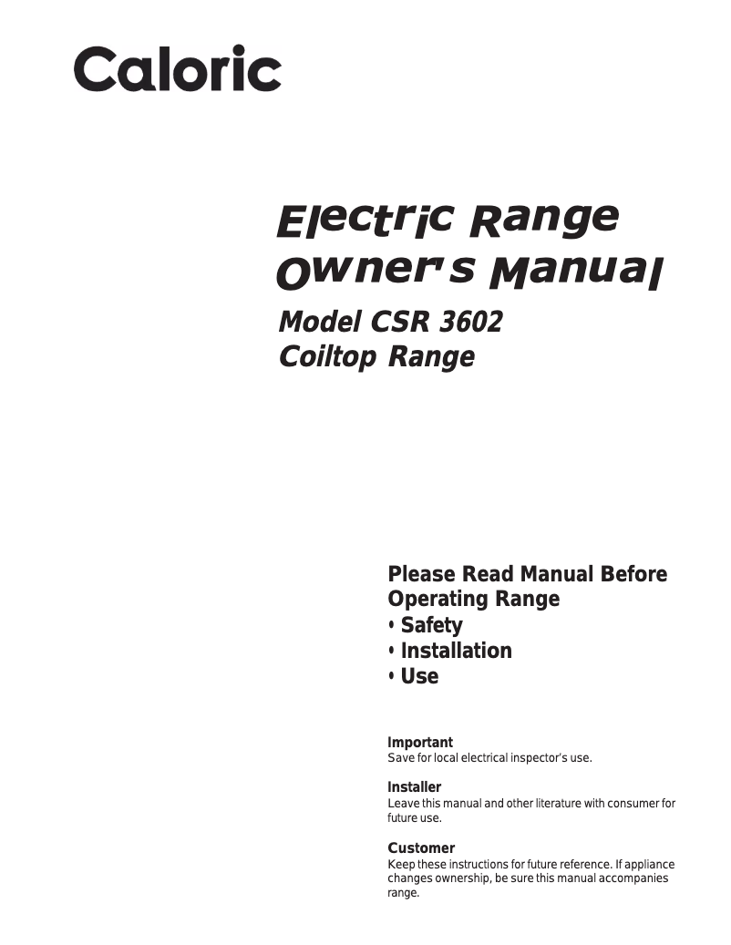 Imagen de la primera página del manual del dispositivo CSR3602WW