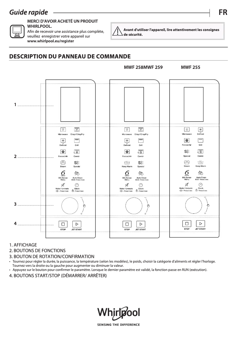 Imagen de la primera página del manual del dispositivo MWF 255