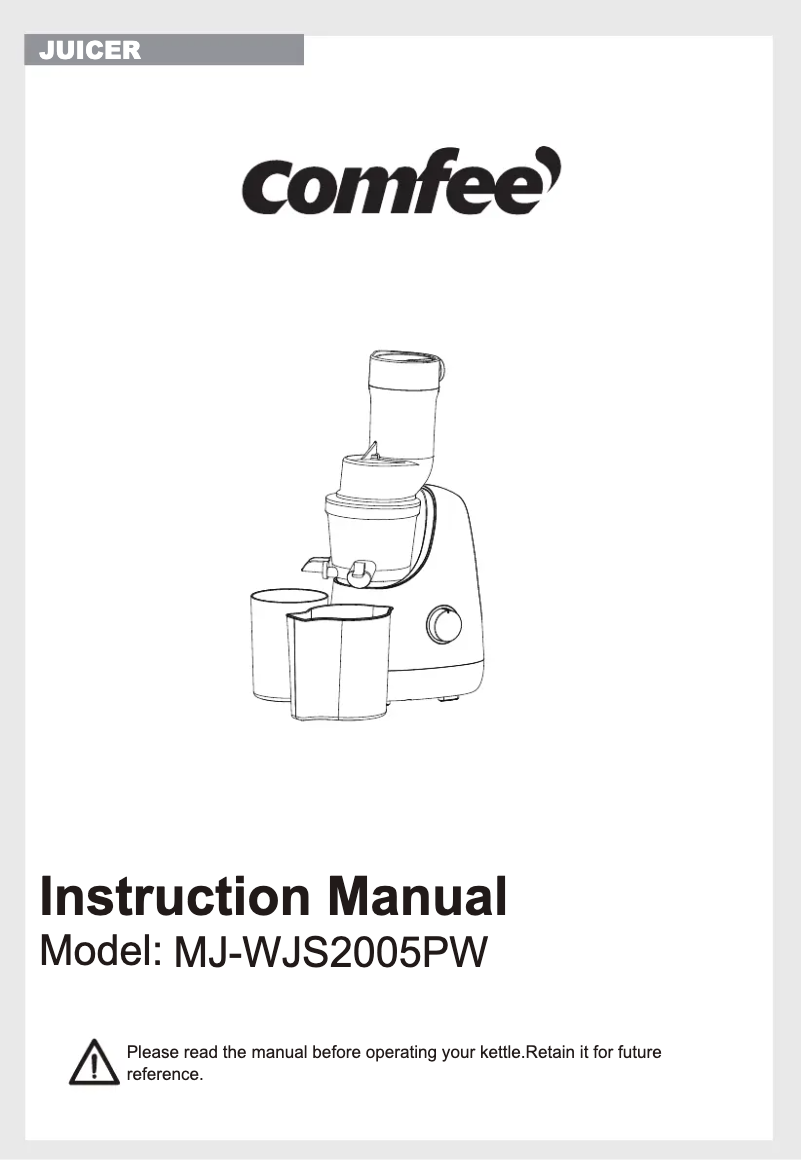 Imagen de la primera página del manual del dispositivo MJ-WJS2005PW