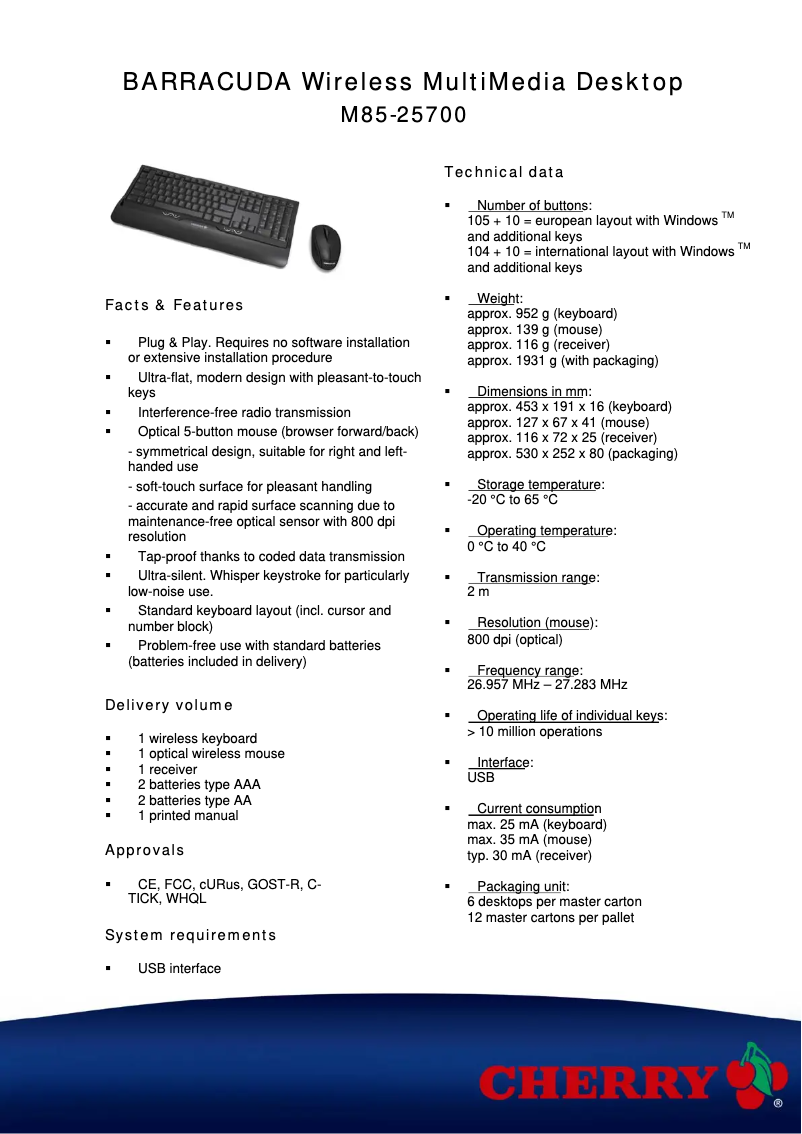 Página nº 1 - Ficha técnica Cherry eVolution BARRACUDA