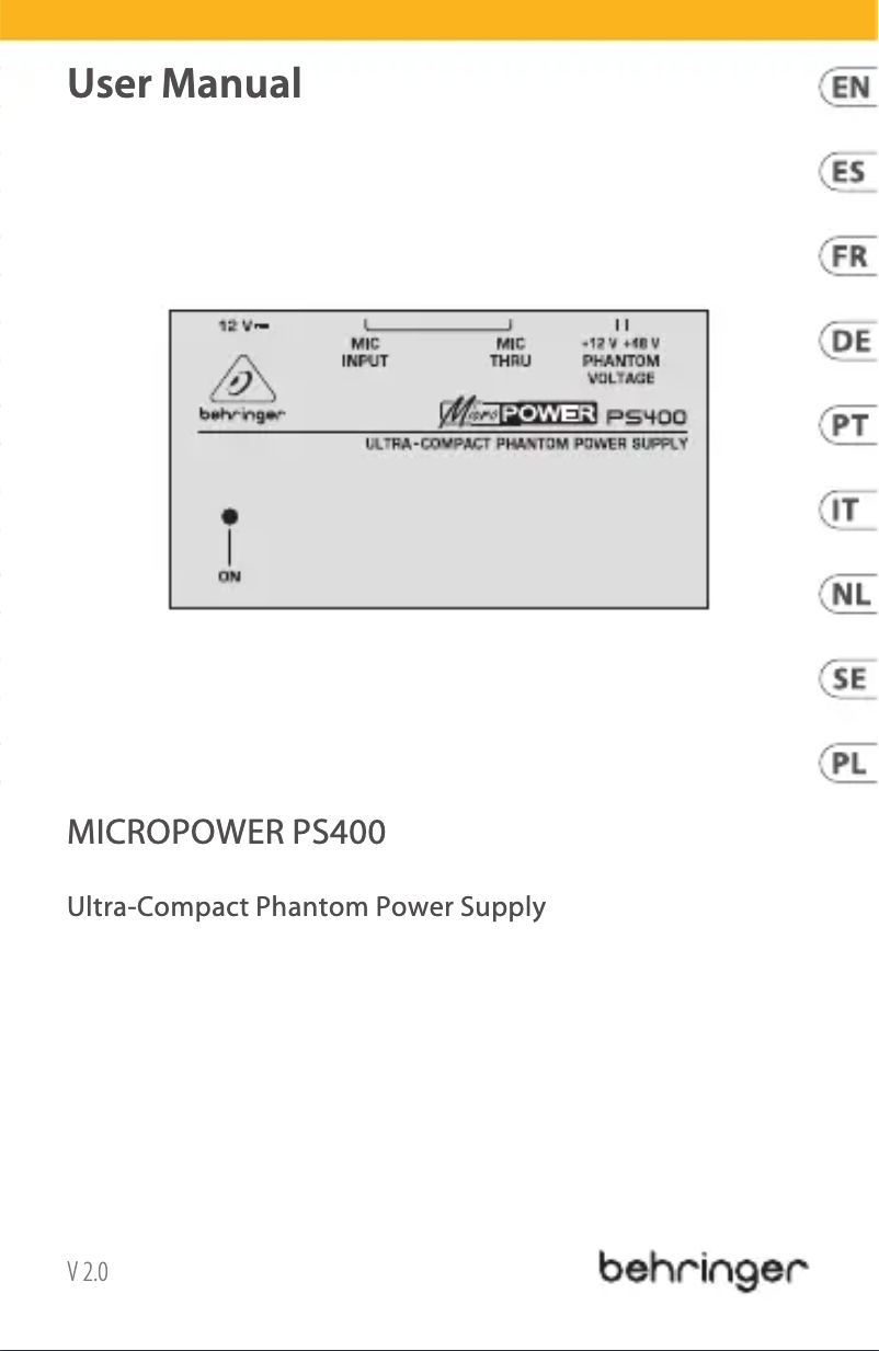 Imagen de la primera página del manual del dispositivo MicroPower PS400
