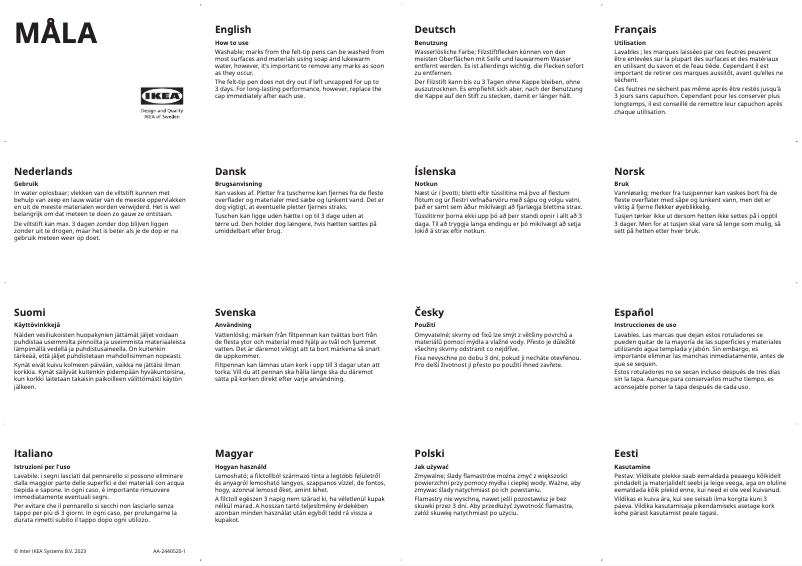 Página 1 del manual Manual de usuario Ikea MÅLA 704.565.91