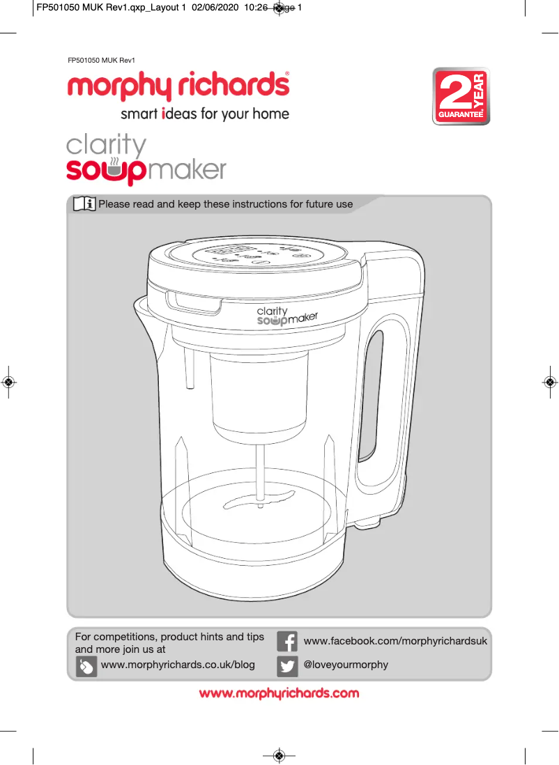 Página 1 del manual Ficha técnica Morphy Richards Clarity 501050