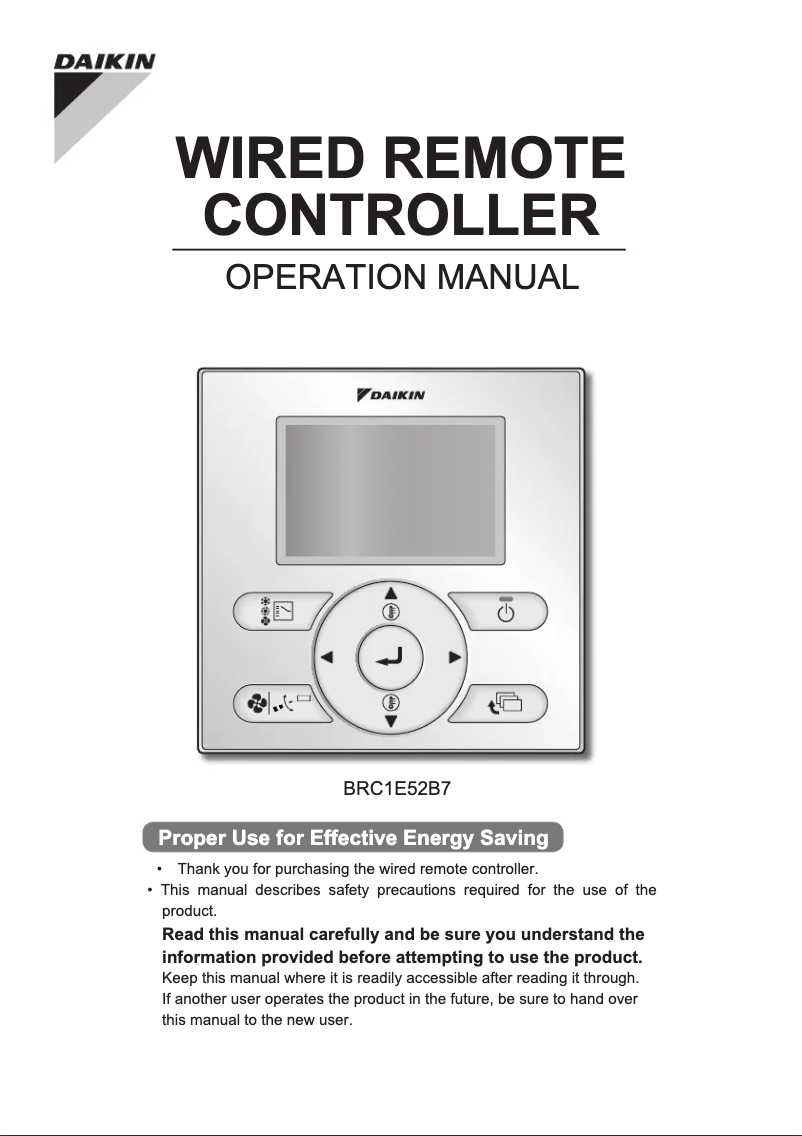 Página nº 1 - Manual de usuario Daikin BRC1E52B
