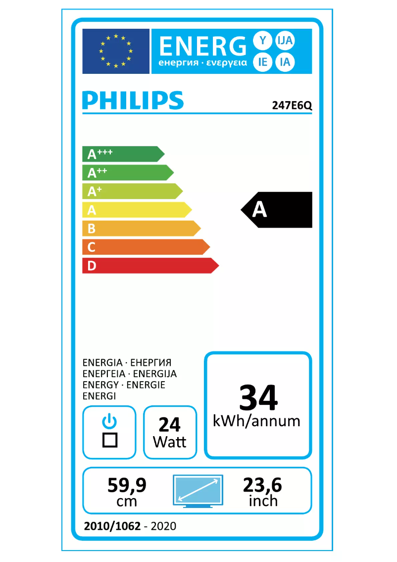 Página 1 del manual Etiqueta energética Philips 247E6QDSD
