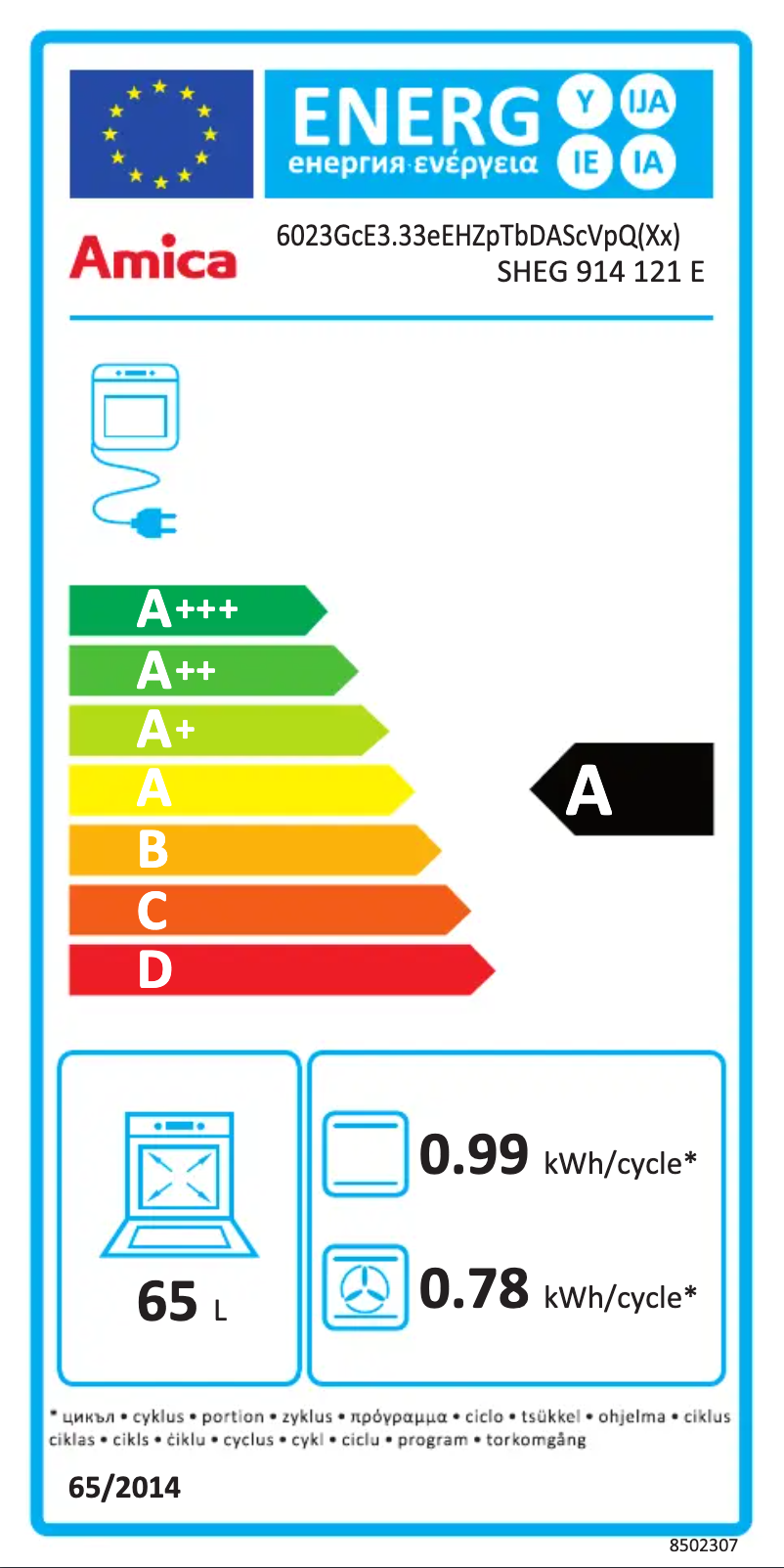 Página nº 1 - Etiqueta energética Amica SHEG 914 121 E