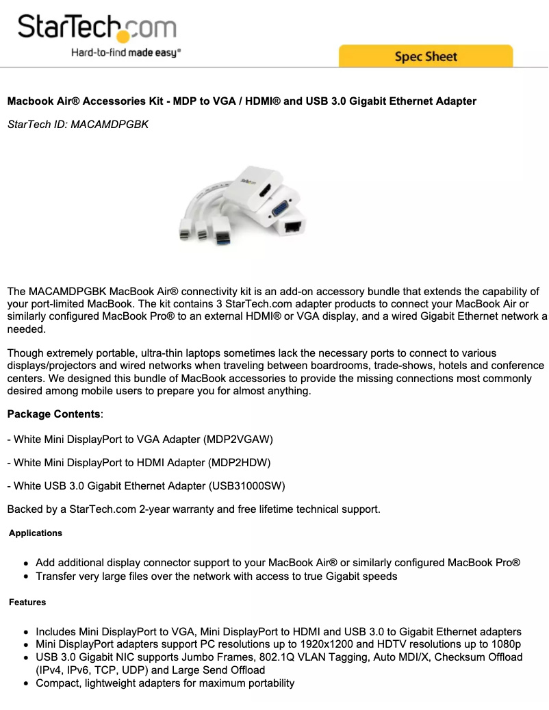 Página 1 del manual Manual de usuario StarTech.com MACAMDPGBK