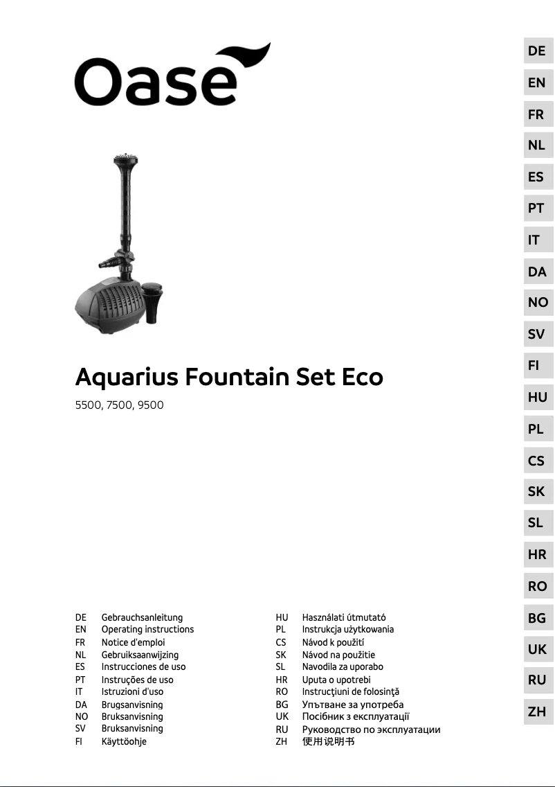 Imagen de la primera página del manual del dispositivo Aquarius Fountain Set Eco 9500