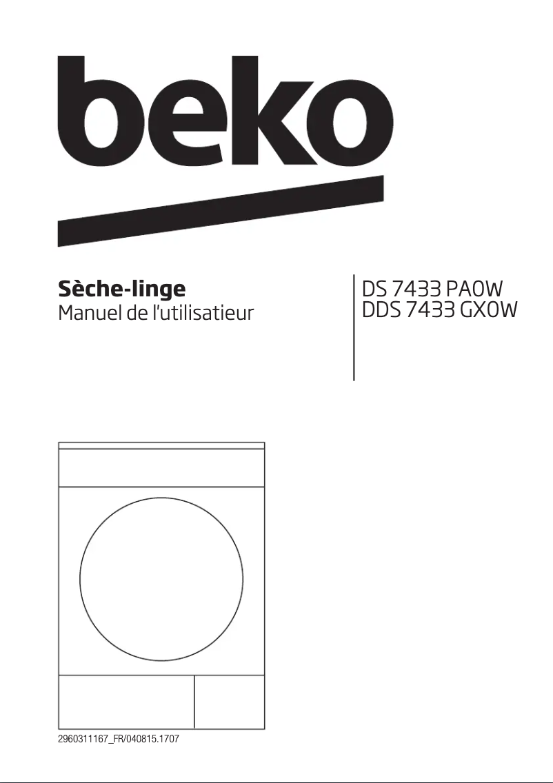 Página 1 del manual Manual de usuario Beko DDS 7433 GX0W