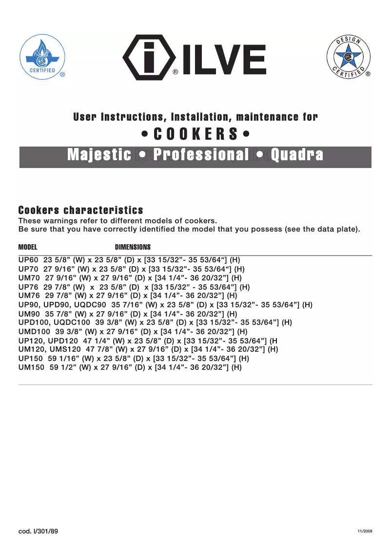 Página nº 1 - Manual de usuario Ilve UQDC100