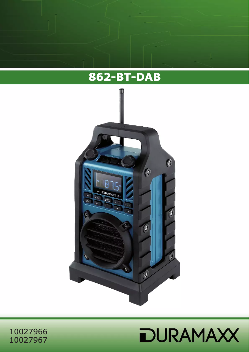 Imagen de la primera página del manual del dispositivo 862-BT-DAB