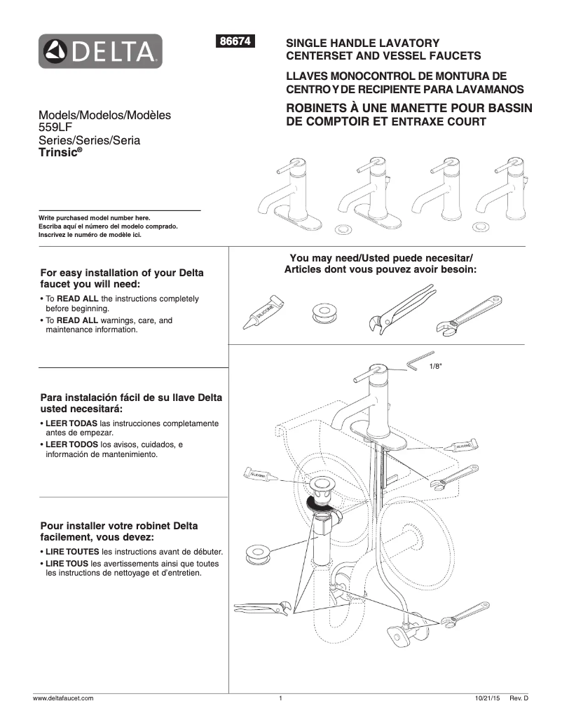 Página 1 del manual Manual de usuario Delta 559LF-MPU