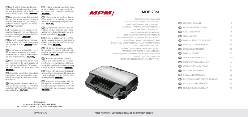 Imagen de la primera página del manual del dispositivo MOP-23M