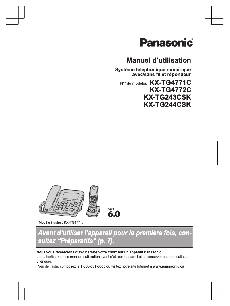 Imagen de la primera página del manual del dispositivo KX-TG4771