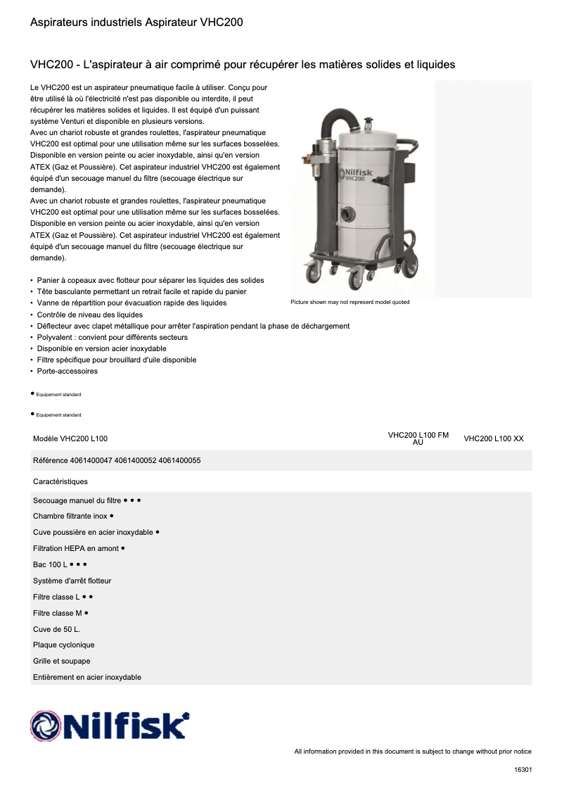 Imagen de la primera página del manual del dispositivo VHC200
