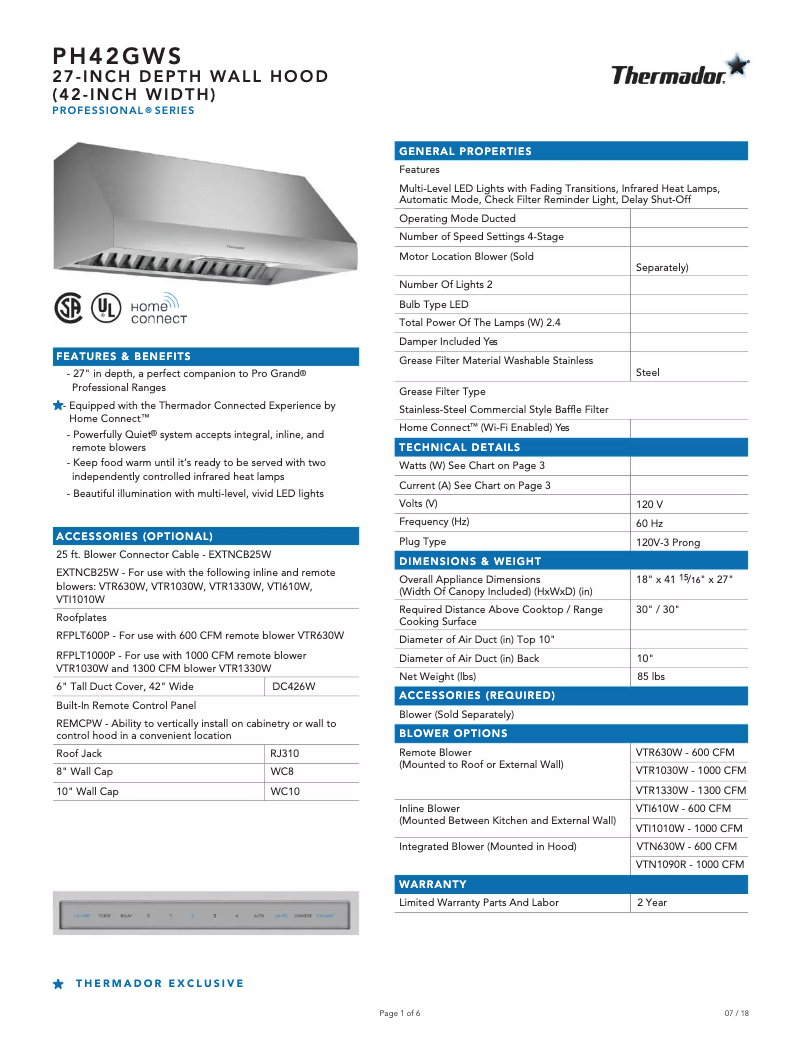 Imagen de la primera página del manual del dispositivo PH42GWS