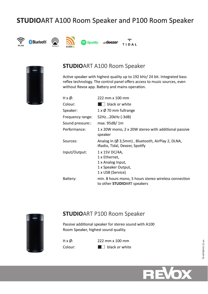 Imagen de la primera página del manual del dispositivo Studioart A100