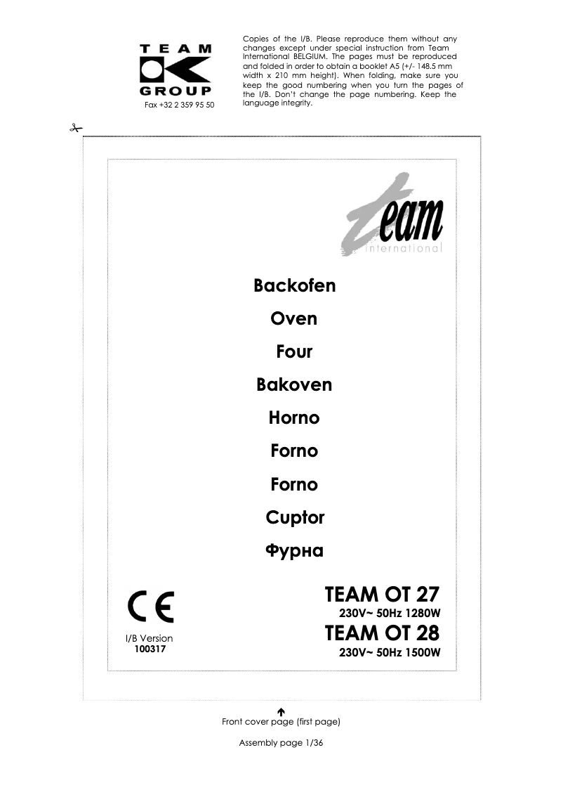 Imagen de la primera página del manual del dispositivo OT 28