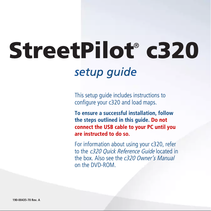 Imagen de la primera página del manual del dispositivo StreetPilot c320