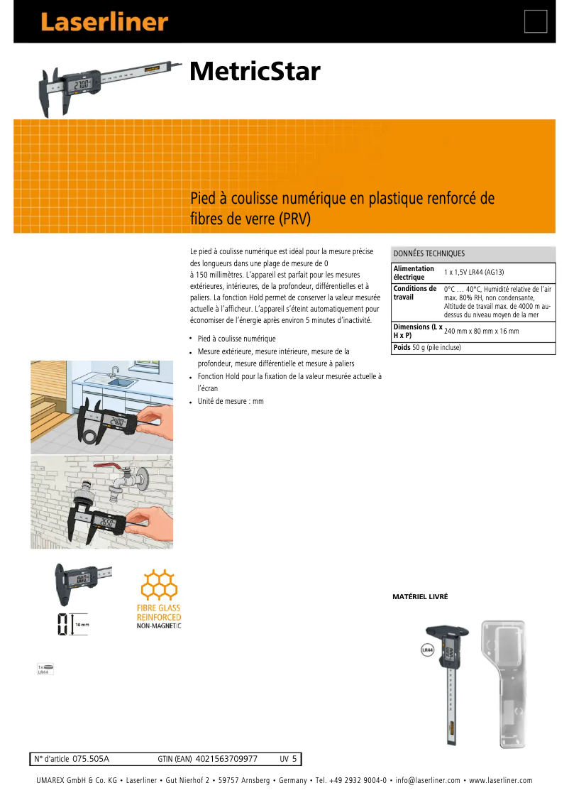 Imagen de la primera página del manual del dispositivo MetricStar