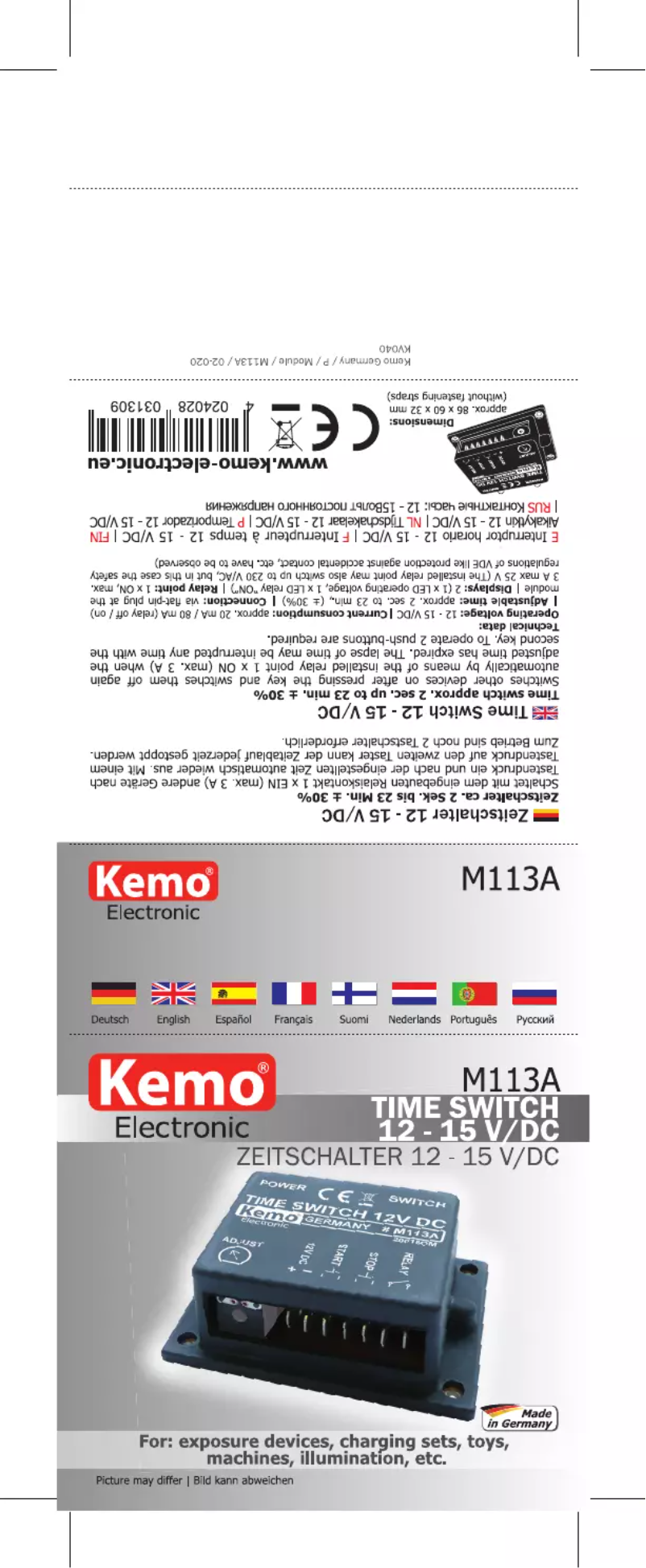 Imagen de la primera página del manual del dispositivo M113A