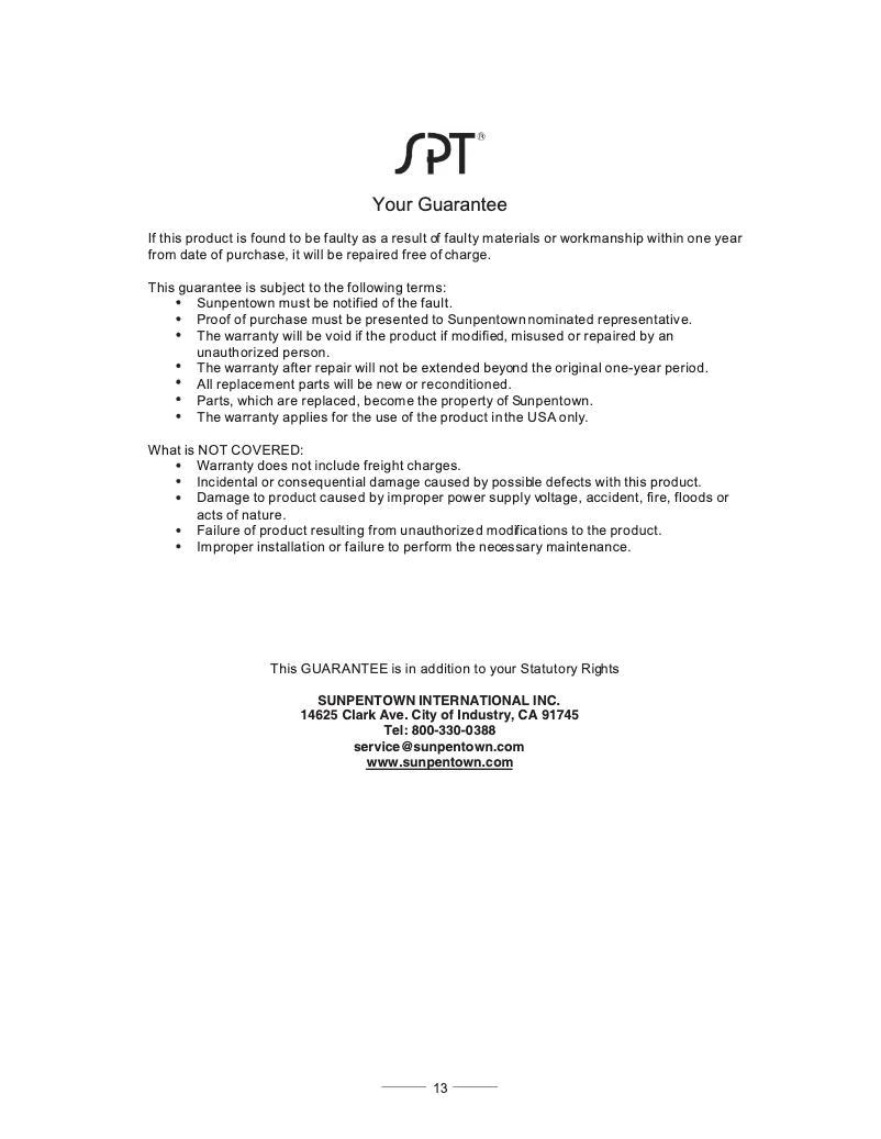 Página 1 del manual Manual de usuario SPT SU-3882