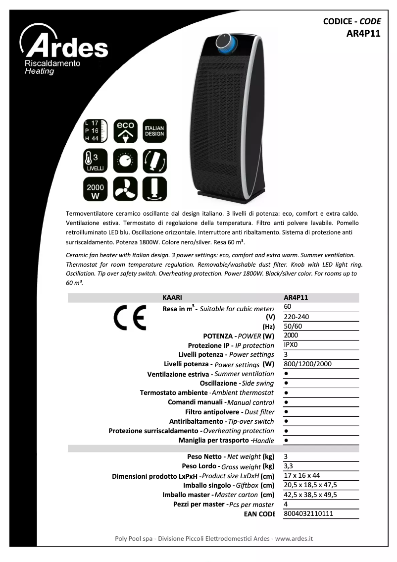 Página nº 1 - Ficha técnica Ardes AR4P11