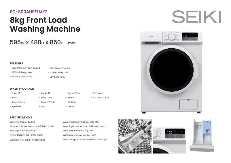Página 1 del manual Ficha técnica Seiki SC-800AU9FLMK2