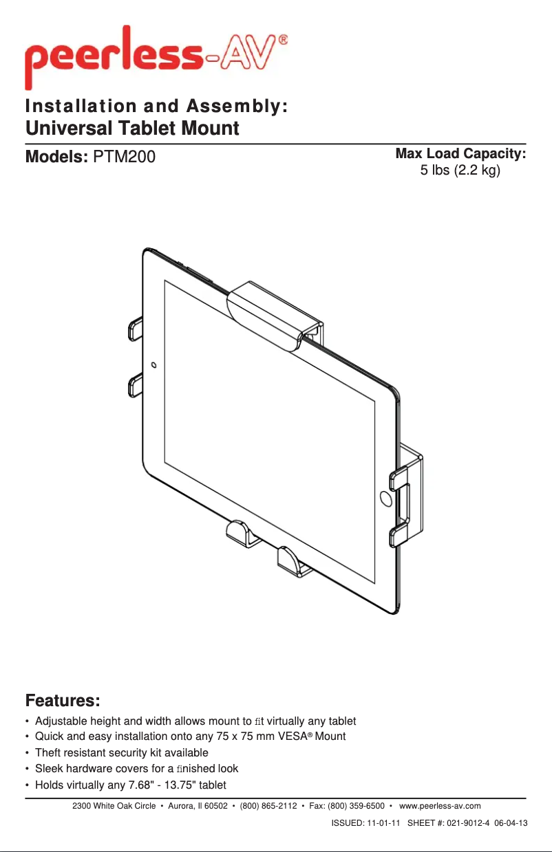 Página 1 del manual Manual de usuario Peerless-AV PTM200