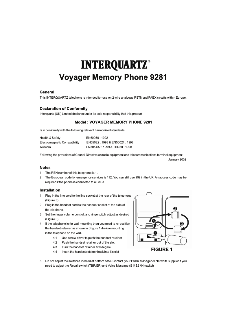 Imagen de la primera página del manual del dispositivo 9281NB3