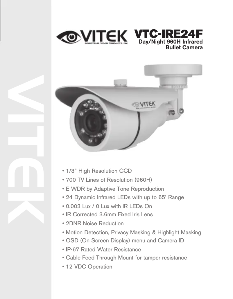 Imagen de la primera página del manual del dispositivo VTC-IRE24F