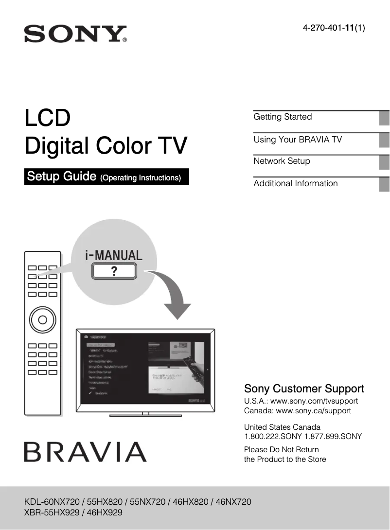 Imagen de la primera página del manual del dispositivo Bravia KDL-60NX720