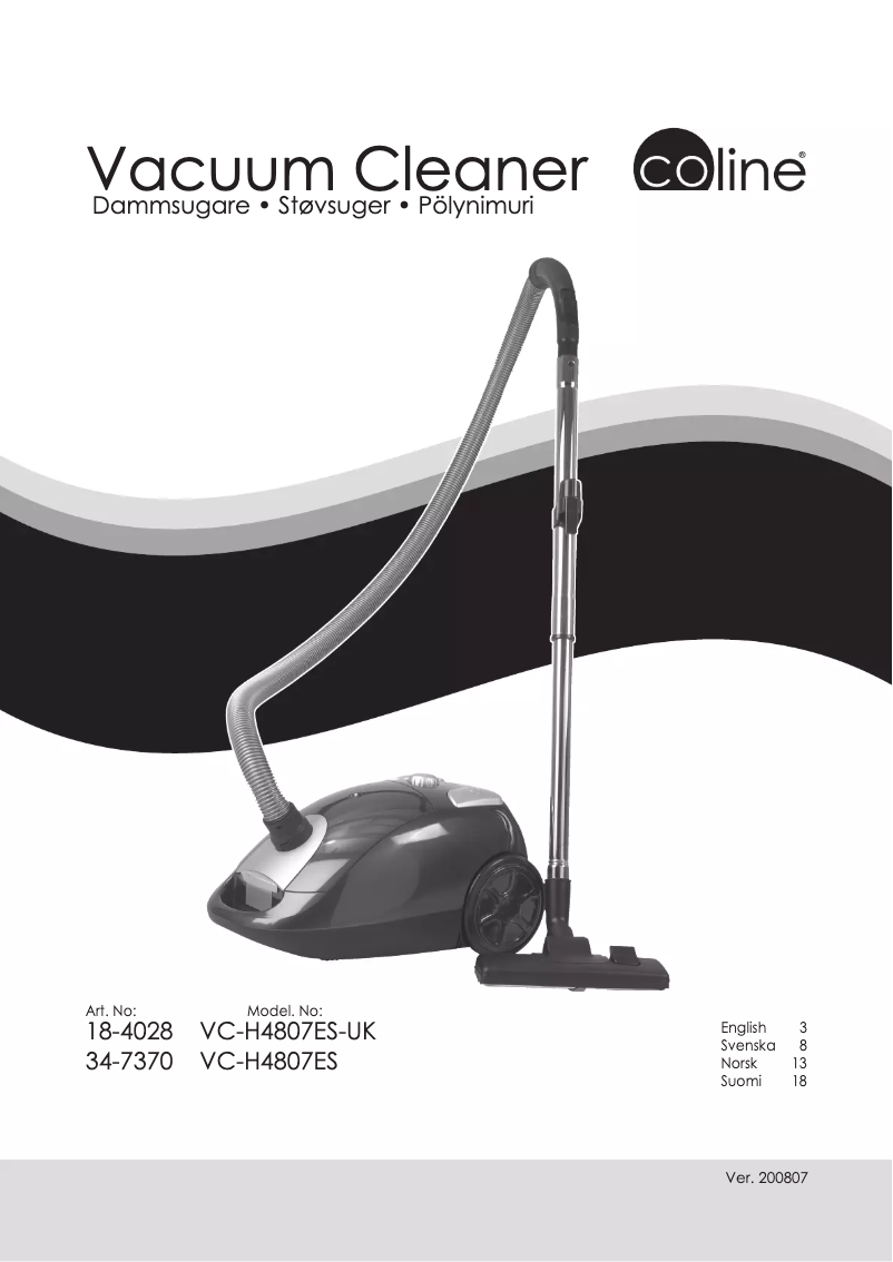 Imagen de la primera página del manual del dispositivo VC-H4807ES