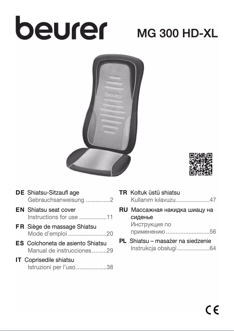 Página 1 del manual Manual de usuario Beurer MG 300 HD-XL